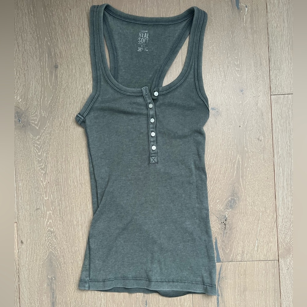 Aerie Real Soft Ribbed Henley Tank